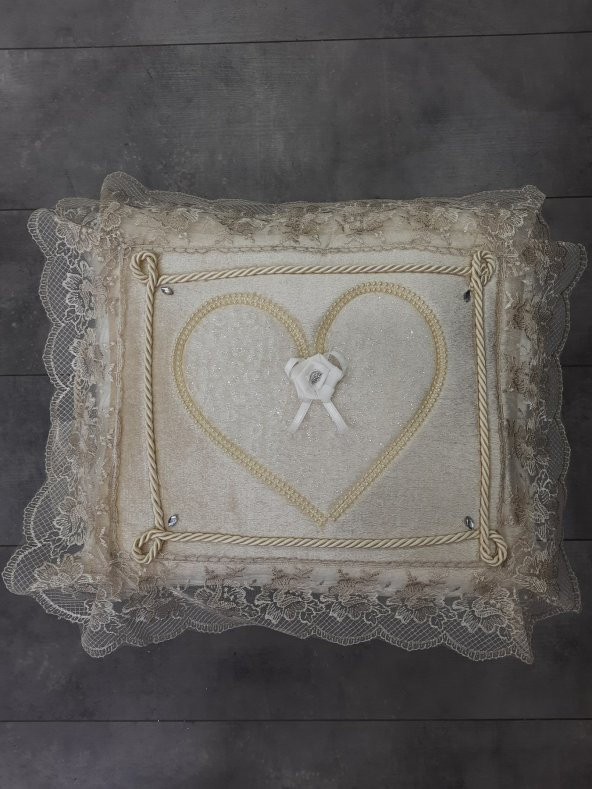 Love Kapuçino Dantelli Kalpli 3lü Çeyizlik Hurç Seti, Düğün, Nişan, Söz, Bohça, Gelin, Damat, Hurcu - 3