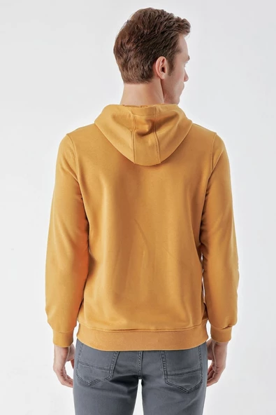 Slimfit Kapşonlu Önü Baskılı 2 İplik Erkek Sweatshirt - 5