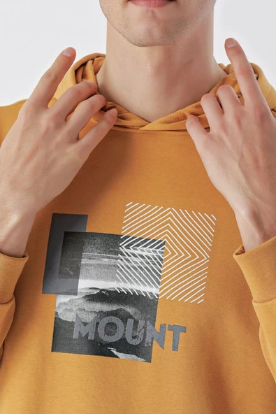 Slimfit Kapşonlu Önü Baskılı 2 İplik Erkek Sweatshirt - 6