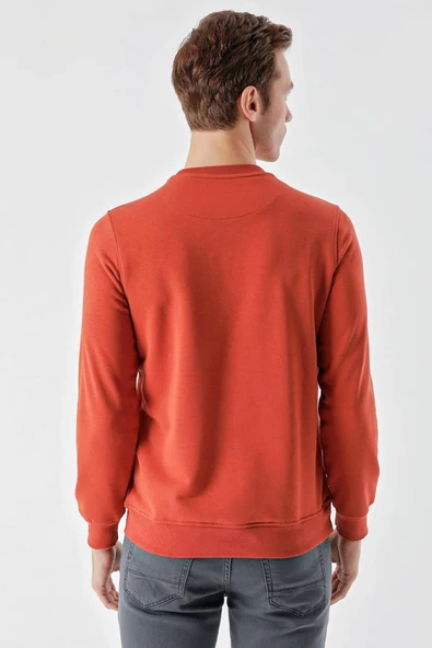 Slimfit Bisiklet Yaka Önü Baskılı 2 İplik Erkek Sweatshirt - 5