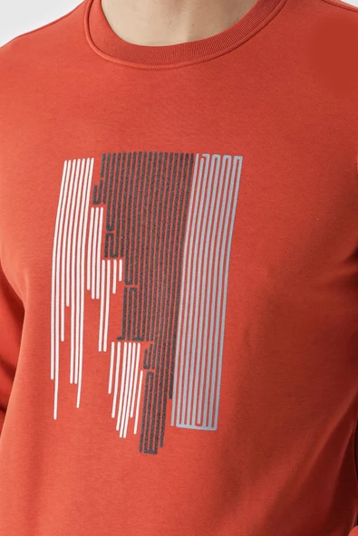 Slimfit Bisiklet Yaka Önü Baskılı 2 İplik Erkek Sweatshirt - 3