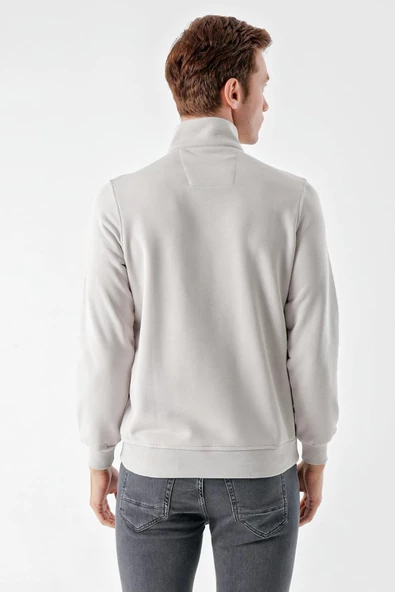 Slimfit Yarım Fermuarlı Dik Yaka 2 İplik Erkek Sweatshirt - 6