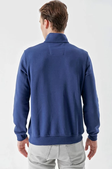 Slimfit Yarım Fermuarlı Dik Yaka 2 İplik Erkek Sweatshirt - 12