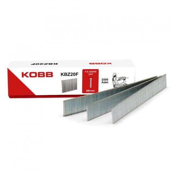 KOBB KBZ20F 20mm 2500 Adet F/E/J/8 Serisi Ağır Hizmet Tipi Kesik Başlı Çivi