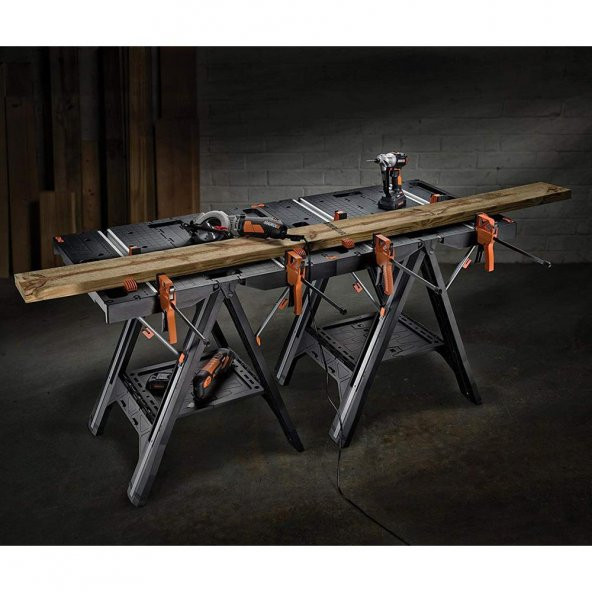 WORX WX051 Çok Fonksiyonlu Katlanabilir Çalışma Tezgâhı + 2 Adet Tetik İşkence - Resim 4