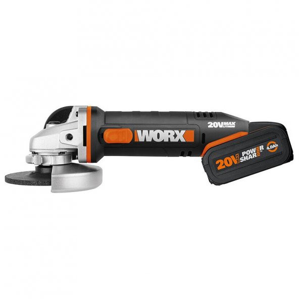 WORX WX803 20Volt 2.0/4.0 Ah. Li-ion Çift Akülü 125mm Profesyonel Şarjlı Avuç Taşlama - 7