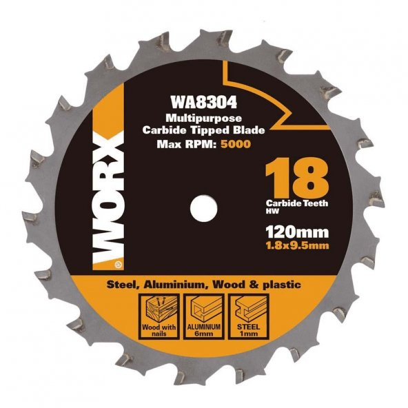 WORX WA8304 120x9,5mm Metal, Ahşap, PVC, Alüminyum Kesme, Elmas Daire Testere Bıçağı - 3