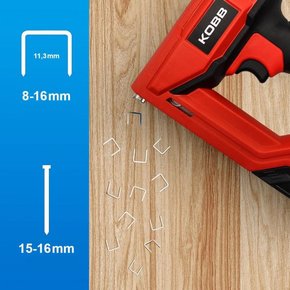 KOBB KBZ200B 8-16mm Zımba ve 15-16mm Profesyonel Çivi Çakma Makinesi + 3000 adet Yedek Zımba ve Çivi - Resim 2