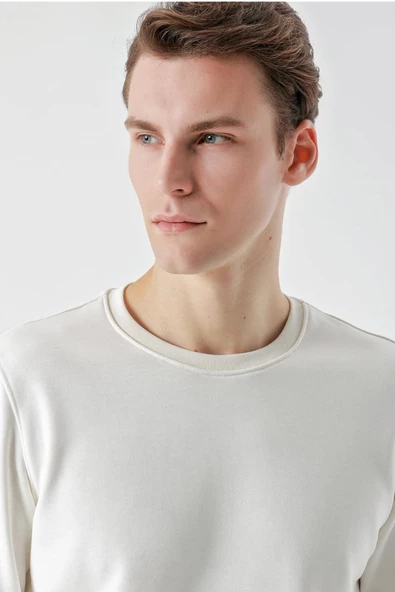 Slimfit Bisiklet Yaka Düz Renk 2 iplik Erkek Sweatshirt - 12