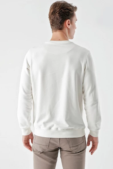 Slimfit Bisiklet Yaka Düz Renk 2 iplik Erkek Sweatshirt - 11