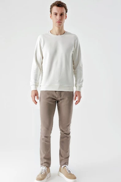 Slimfit Bisiklet Yaka Düz Renk 2 iplik Erkek Sweatshirt - 9