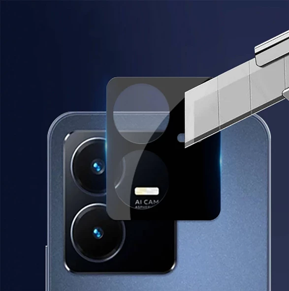 Vivo Y22 Zore 3D Kamera Camı Koruyucu - Resim 5