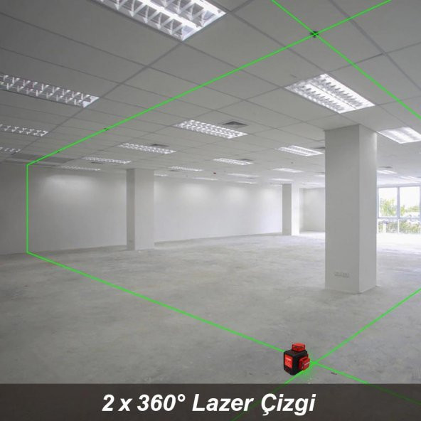 KOBB KBL34G 40 Metre Profesyonel Li-ion Şarjlı 3X360⁰ Otomatik Hizalamalı Yeşil Çapraz Çizgi Lazer Distomat - 9
