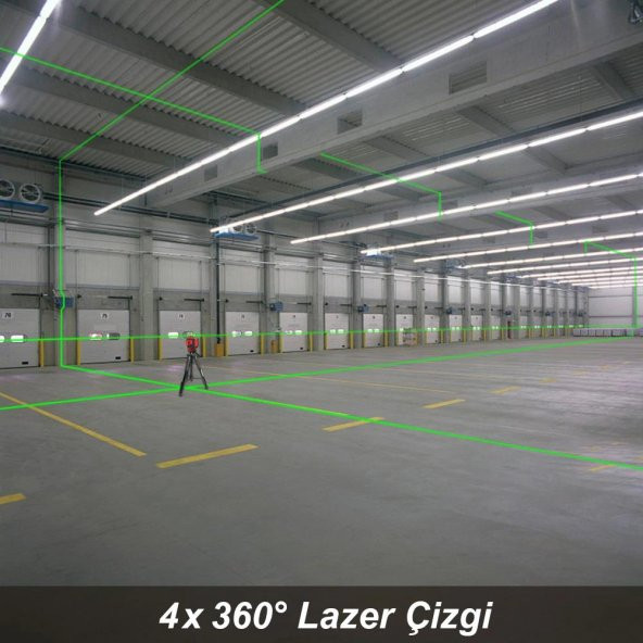 KOBB KBL35GTP Profesyonel Li-ion Şarjlı 4X360⁰ Otomatik Hizalamalı Yeşil Çapraz Çizgi Lazer Distomat + Uzaktan Kumanda + Tripod - 3