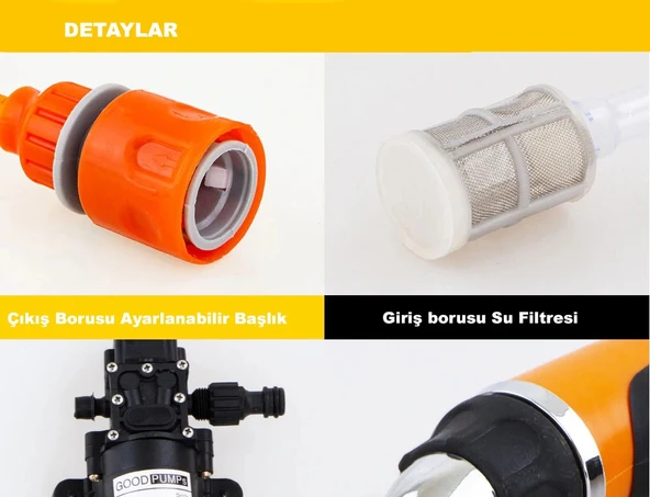 DailyTech 12V Yüksek Basınçlı Araba Yıkama Tabancası Pompası - 4