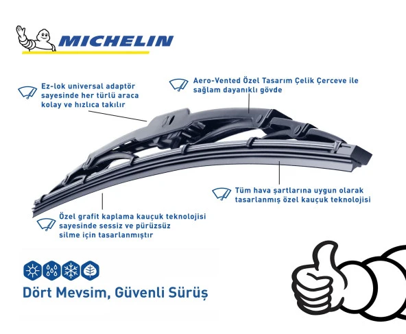 Michelin Rainforce™ MC13917 42,5CM 1 Adet Universal Telli Silecek - Resim 8