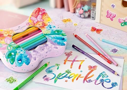 Faber Castell Sparkle 20'li Boya Kalemi Kelebek Teneke Kutu / 201971 - Resim 4