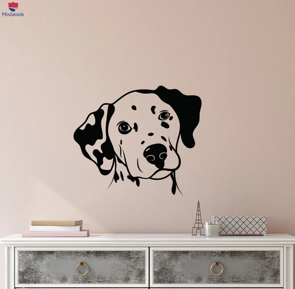 Cam Dekorasyon Duvar Sticker Pet Köpek Kafası Dalmaçyalı Bakım Ev Hayvan Çıkartmaları