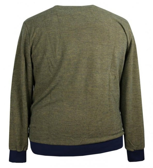 Erkek Büyük Beden Bisiklet Yaka Selanik Kazak Yeşil - 3