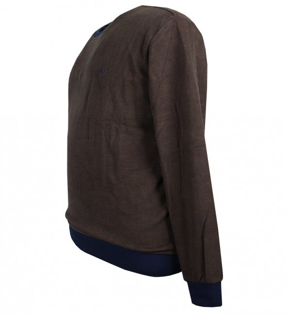 Erkek Büyük Beden Bisiklet Yaka Selanik Kazak Kahve - 2