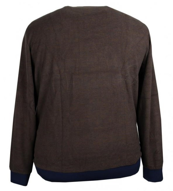 Erkek Büyük Beden Bisiklet Yaka Selanik Kazak Kahve - 3