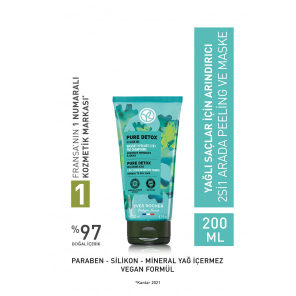 YVES ROCHER Yağlı Saçlar Için Arındırıcı 2si1 Arada Peeling Ve Maske