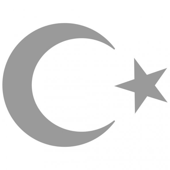 Türk Bayrağı, Ay Yıldız Araba Oto Sticker Gri 40x30 cm