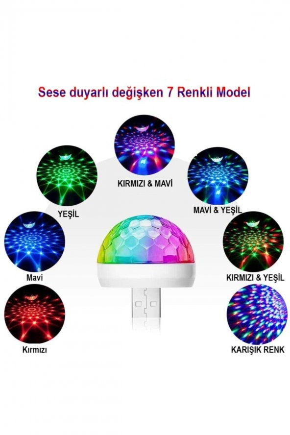 Müziğe Ve Sese Duyarlı Usb Girişli Mini Disko Topu - 2