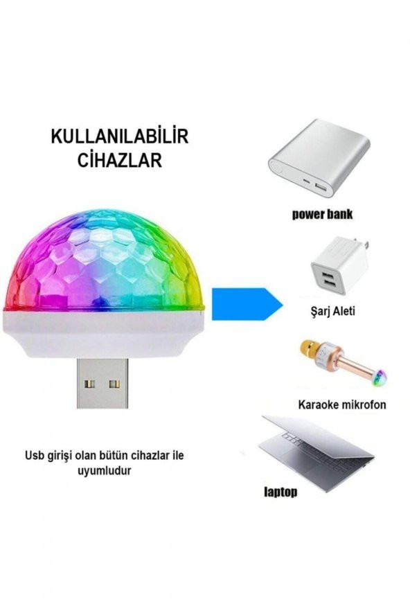 Müziğe Ve Sese Duyarlı Usb Girişli Mini Disko Topu - 3