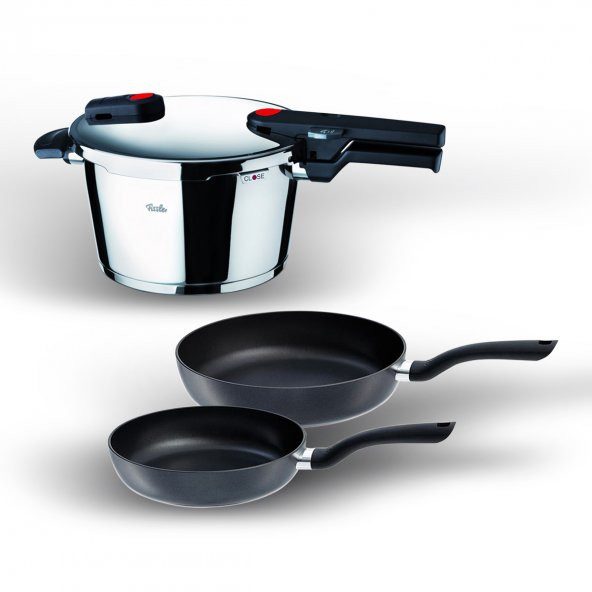 Fissler Vitaquick Red Point 6 Litre Düdüklü Tencere+Tava Set - 1