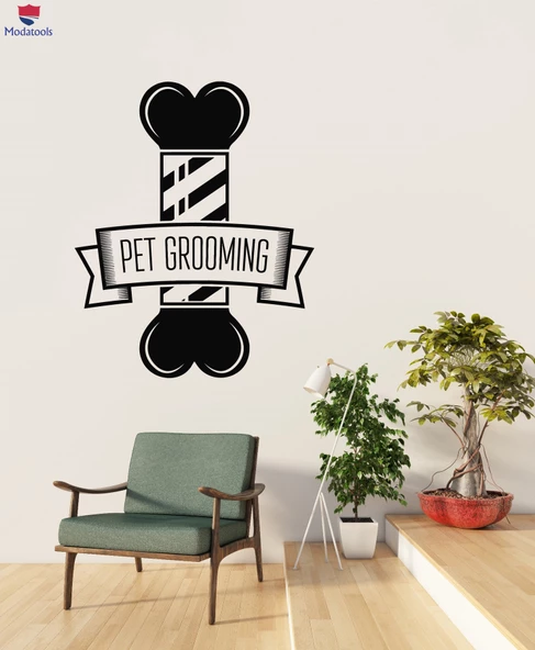 Cam Dekorasyon Duvar Sticker Berber Amblemi Pet Bakım Evcil Hayvan Bakımı Dekor Çıkartmaları ürün görseli 1