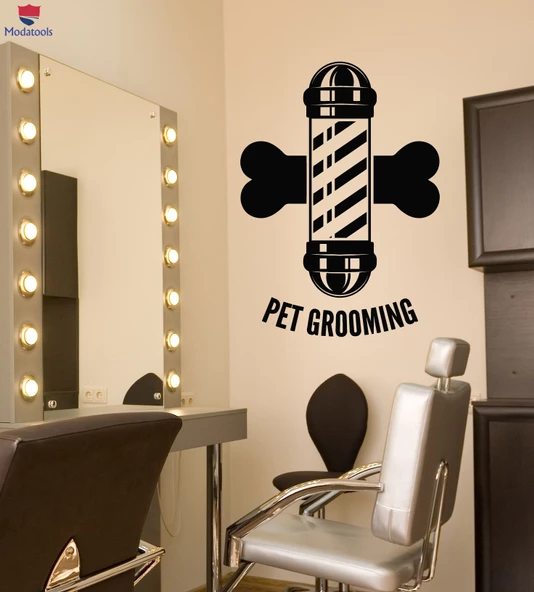 Cam Dekorasyon Duvar Sticker Evcil Hayvan Bakımı Hayvanlar Berber Evcil Hayvanlar Bakım Çıkartmaları ürün görseli