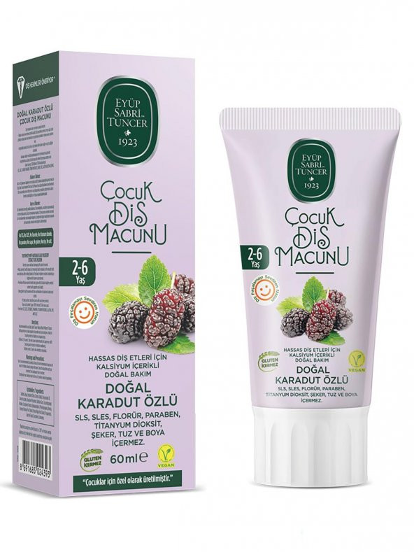 Eyüp Sabri Tuncer Doğal Karadut Özlü 2-6 Yaş Çocuk Diş Macunu 60 Ml