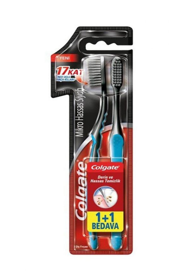 Colgate Mikro İnce Siyah Yumuşak Diş Fırçası 1+1