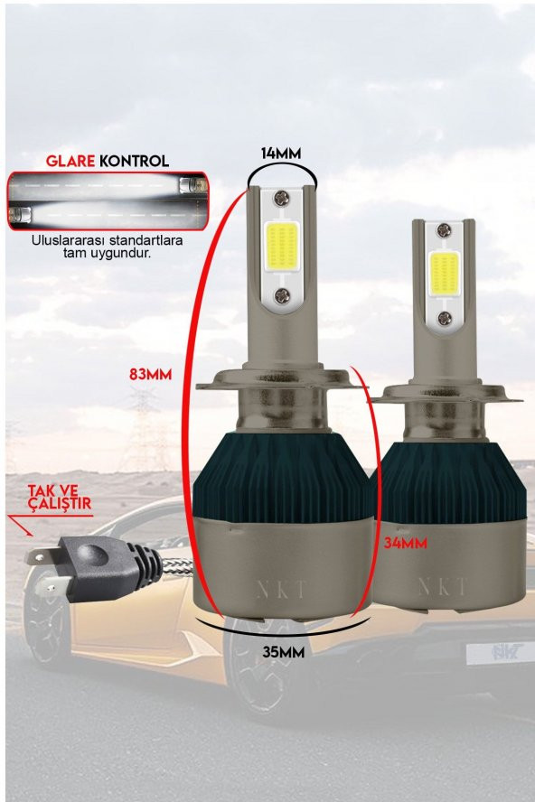 Ford Mondeo 4 (2007-2014) Kısa Far Xenon Led Şimşek Etkili Beyaz H7