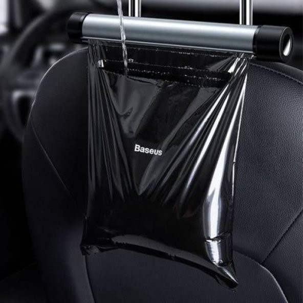 BASEUS Oto Çöp Torbası Araç Çöp Poşeti Arka Koltuğu İçin Poşet Askılığı 40 Adet Çöp Torbası - 2