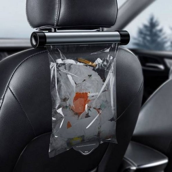 BASEUS Oto Çöp Torbası Araç Çöp Poşeti Arka Koltuğu İçin Poşet Askılığı 40 Adet Çöp Torbası - 3