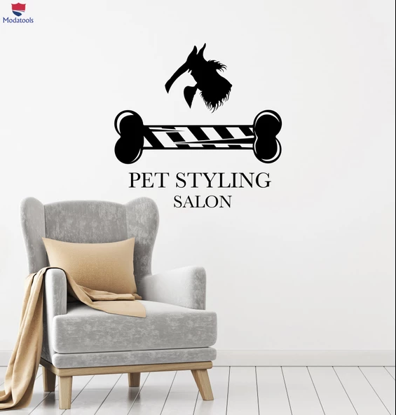 Cam Dekorasyon Duvar Sticker Pet Şekillendirme Salon Tımar Damat Hayvan Köpek Çıkartmaları