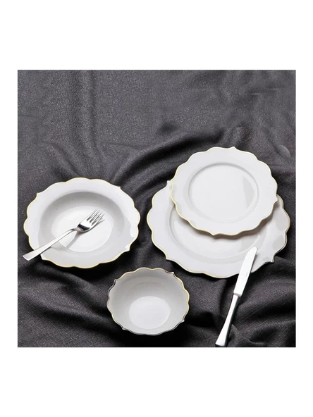 Gönül 3209 Gold Kenarlı Beyaz Porselen Yemek Takımı 24 Parça ürün görseli 1