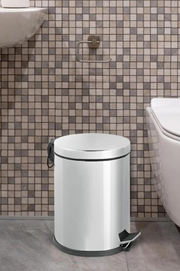 Paslanmaz Çelik 12 Litre Pedallı İç Kovalı Çöp Kovası - 2