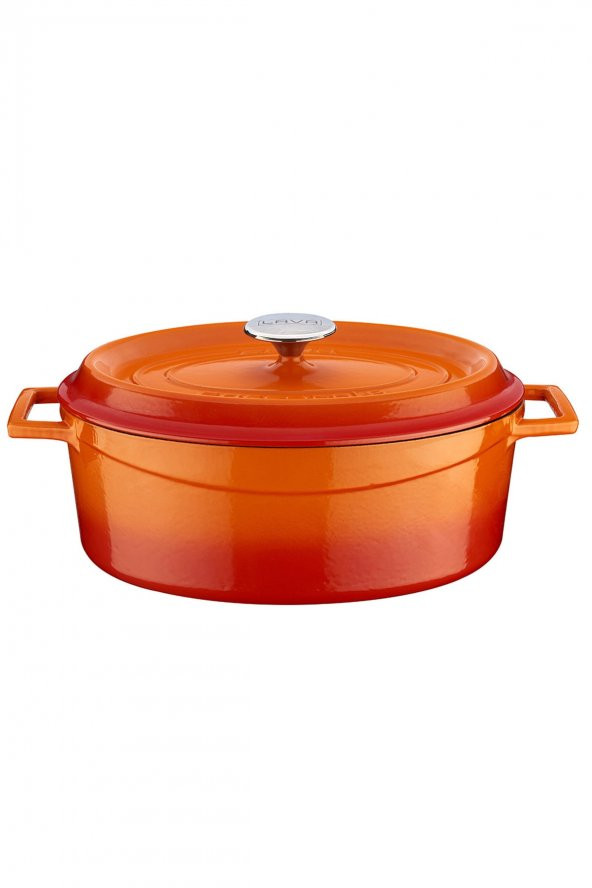 Lava Döküm Oval Tencere 31 cm Trendy Turuncu