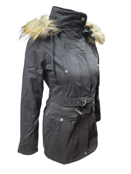 Tmberline Tb3438 Kadın Gabardin Kapüşonlu İçi Kürklü Mont - Resim 5