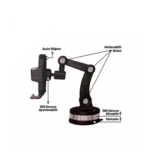 Orj-carub-vantuslu Akrobat Telefon Tutucu Kalın Vantuslu 360 Derece - Ayarlanabilir Gövdeli A Plus - 4