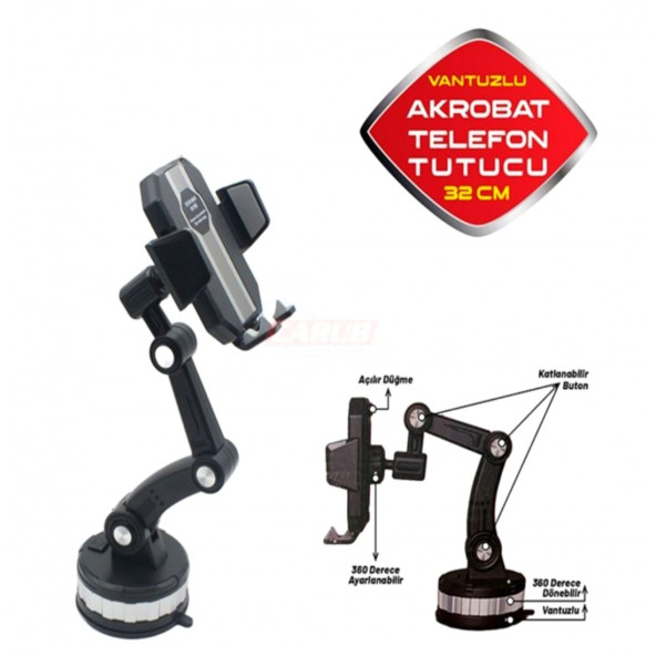 Orj-carub-vantuslu Akrobat Telefon Tutucu Kalın Vantuslu 360 Derece - Ayarlanabilir Gövdeli A Plus - 5