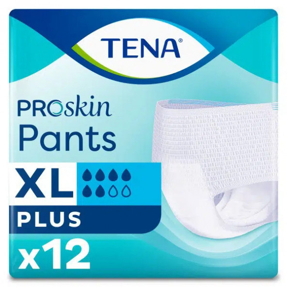 TENA ProSkin Pants Plus Emici Külot, En Büyük Boy (XL), 6 Damla, 12li Paket