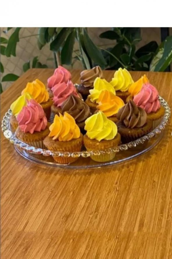 12 Parça Yuvarlak Mika Şeffaf Tepsili Lokumluklu Kahve Yanı Sunum Seti - 7