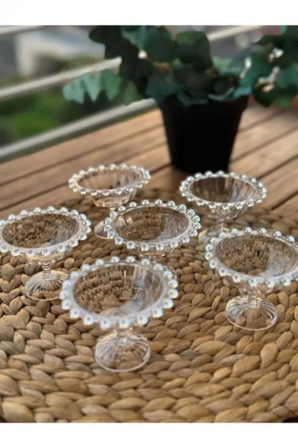 12 Parça Yuvarlak Mika Şeffaf Tepsili Lokumluklu Kahve Yanı Sunum Seti - 8