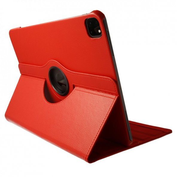 İpad Pro 12.9 (2018) Kılıf 360 Tablet Deri Kılıf  Kırmızı