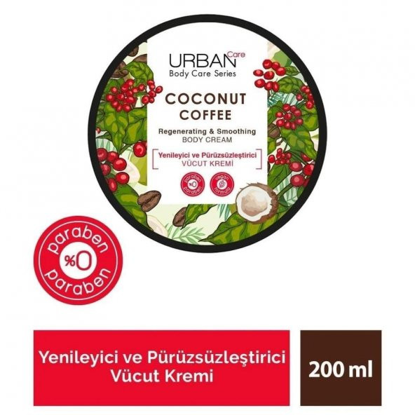 Urban Care Coconut Coffee Yenileyici ve Pürüzsüzleştirici Vücut Kremi 200 Ml