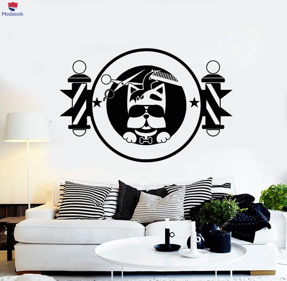 Cam Dekorasyon Duvar Sticker Pet Shop Bakım Kreş Hayvanlar Sevimli Köpek Çıkartmaları